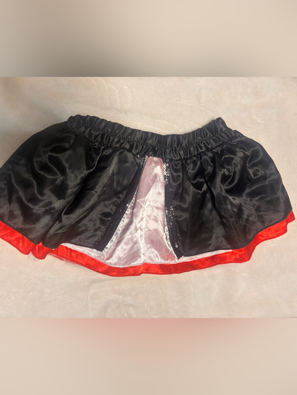 Dr Seuss Black and Red Satin Skirt Halloween